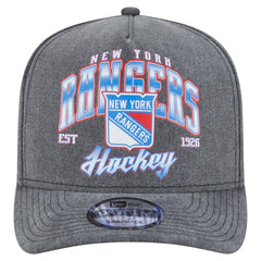 New York Rangers New Era Throwback Washed A-Frame Pre-Curved 9FIFTY Snapback Hat - Charcoal Hats