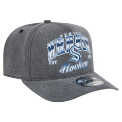 Seattle Kraken New Era Throwback Washed A-Frame Pre-Curved 9FIFTY Snapback Hat - Charcoal Hats
