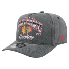 Chicago Blackhawks New Era Throwback Washed A-Frame Pre-Curved 9FIFTY Snapback Hat - Charcoal Hats