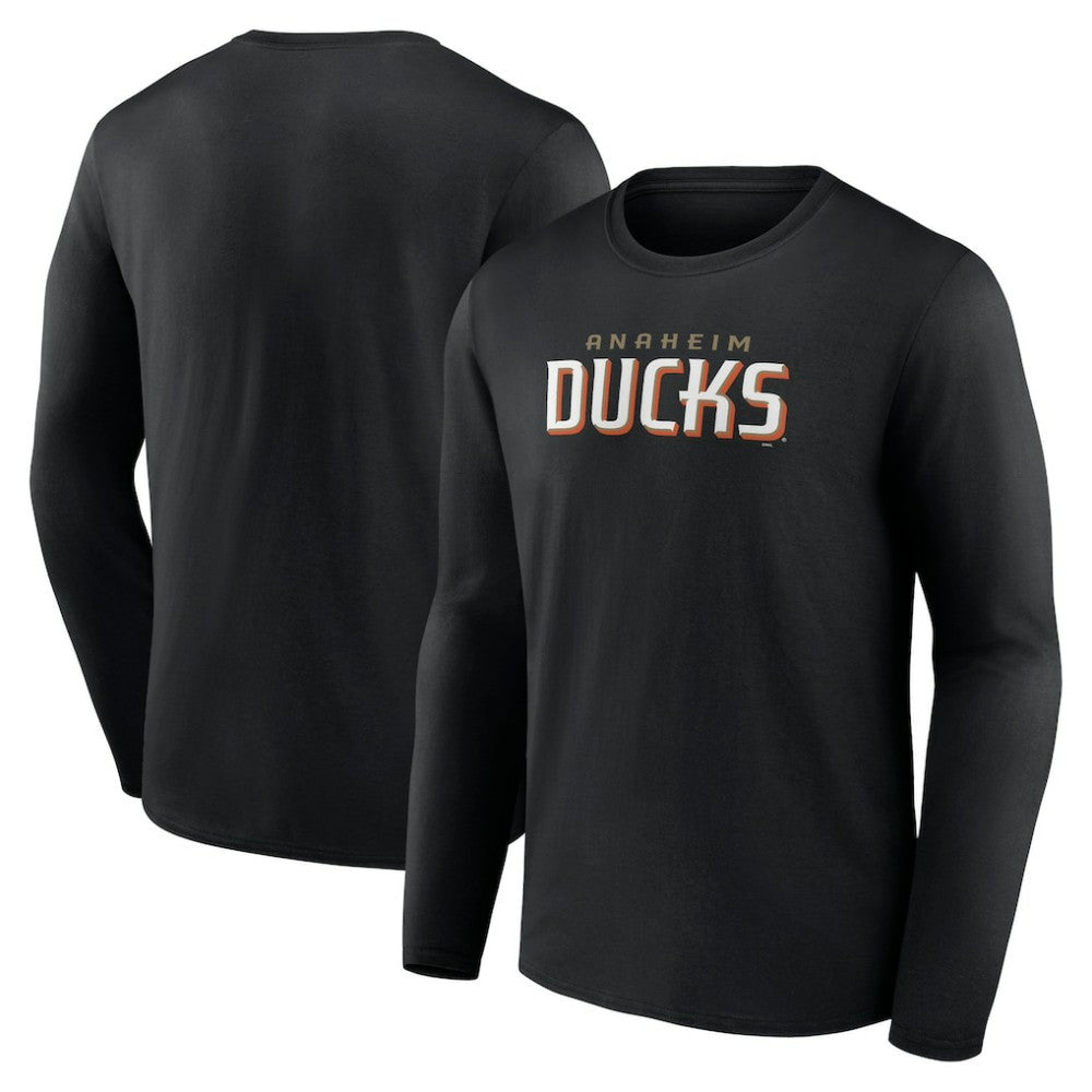 Anaheim Ducks Fanatics Wordmark Logo Long Sleeve T-Shirt - Black T-shirts