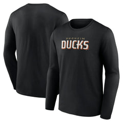 Anaheim Ducks Fanatics Wordmark Logo Long Sleeve T-Shirt - Black T-shirts