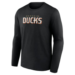 Anaheim Ducks Fanatics Wordmark Logo Long Sleeve T-Shirt - Black T-shirts