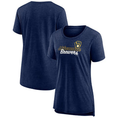Milwaukee Brewers Women's Practice Time Tri-Blend T-Shirt Navy