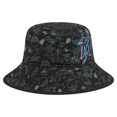 Miami Marlins 2025 Spring Training All Over Print Bucket Hat Black