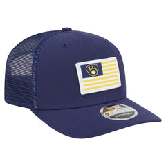 Milwaukee Brewers Flag 9SEVENTY Stretch-Snap Hat Navy