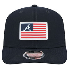 Atlanta Braves Flag 9SEVENTY Stretch-Snap Hat Navy