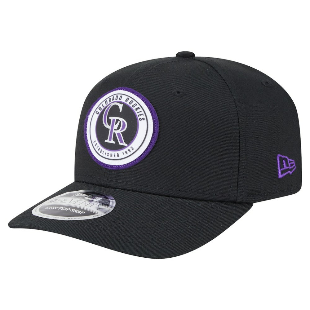 Colorado Rockies Circle Patch 9SEVENTY Stretch-Snap Hat Black