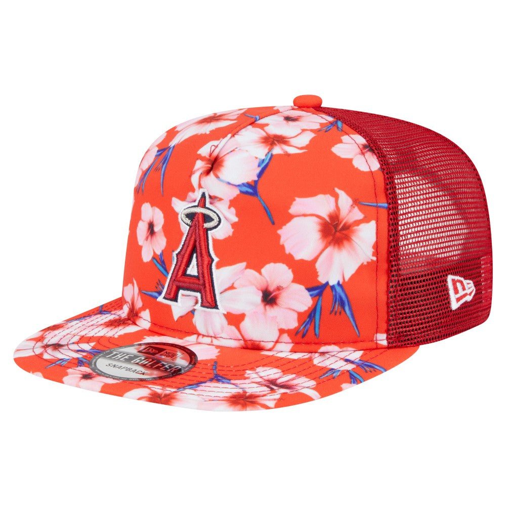 Los Angeles Angels Adventure Pattern Golfer Trucker Snapback Hat Red