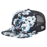 Miami Marlins Adventure Pattern Golfer Trucker Snapback Hat Black
