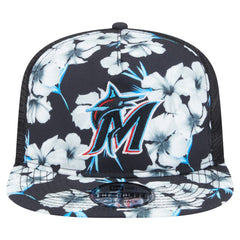 Miami Marlins Adventure Pattern Golfer Trucker Snapback Hat Black