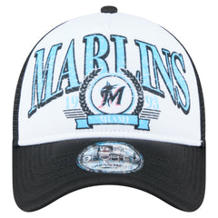 Miami Marlins Distressed 9FORTY A-Frame Adjustable Trucker Hat Black