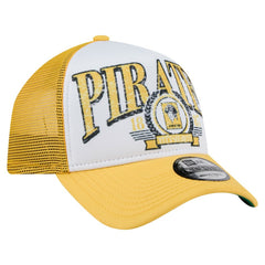 Pittsburgh Pirates Distressed 9FORTY A-Frame Adjustable Trucker Hat White/Gold