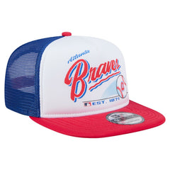 Atlanta Braves Retro Script Trucker 9FIFTY Snapback Hat White/Red