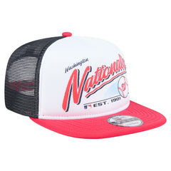 Washington Nationals Retro Script Trucker 9FIFTY Snapback Hat White/Red