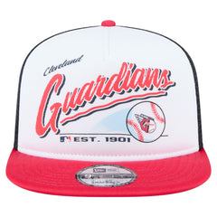 Cleveland Guardians Retro Script Trucker 9FIFTY Snapback Hat White/Red