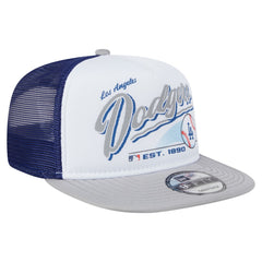 Los Angeles Dodgers Retro Script Trucker 9FIFTY Snapback Hat White/Gray