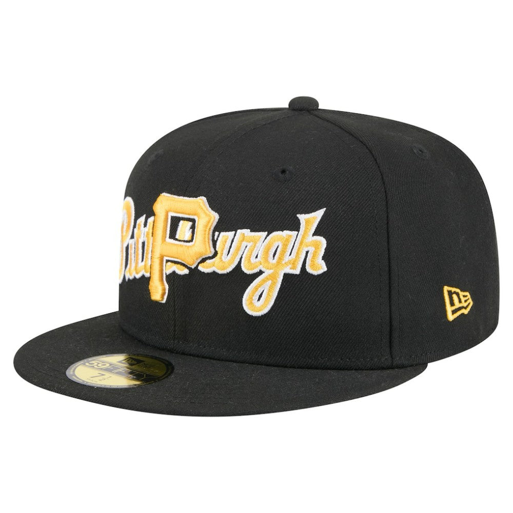 Pittsburgh Pirates Overlap 59FIFTY Fitted Hat Black