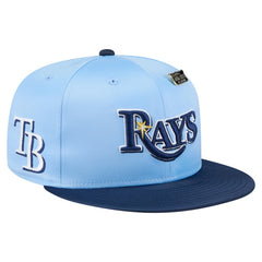 Tampa Bay Rays Satin 59FIFTY Fitted Hat Light Blue/Navy