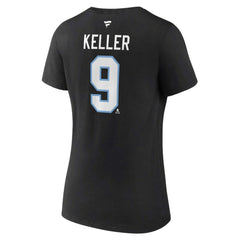 Clayton Keller Utah Mammoth Fanatics Women's Authentic Stack Name & Number V-Neck T-Shirt - Black T-shirts