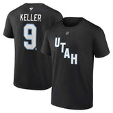 Clayton Keller Utah Mammoth Fanatics Authentic Stack Name & Number T-Shirt - Black T-shirts