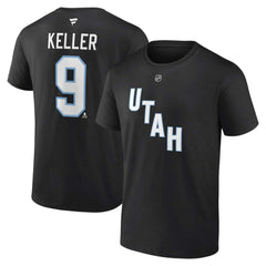 Clayton Keller Utah Mammoth Fanatics Authentic Stack Name & Number T-Shirt - Black T-shirts