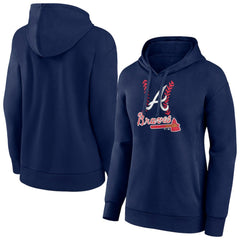 Atlanta Braves Women's Fastball Pullover Hoodie Navy