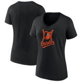 Baltimore Orioles Women's Fastball V-Neck T-Shirt Black