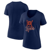 Detroit Tigers Women's Fastball V-Neck T-Shirt Navy
