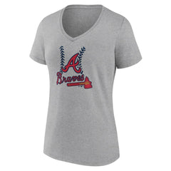 Atlanta Braves Women's Fastball V-Neck T-Shirt Gray