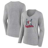 Cleveland Guardians Women's Fastball Long Sleeve V-Neck T-Shirt Gray