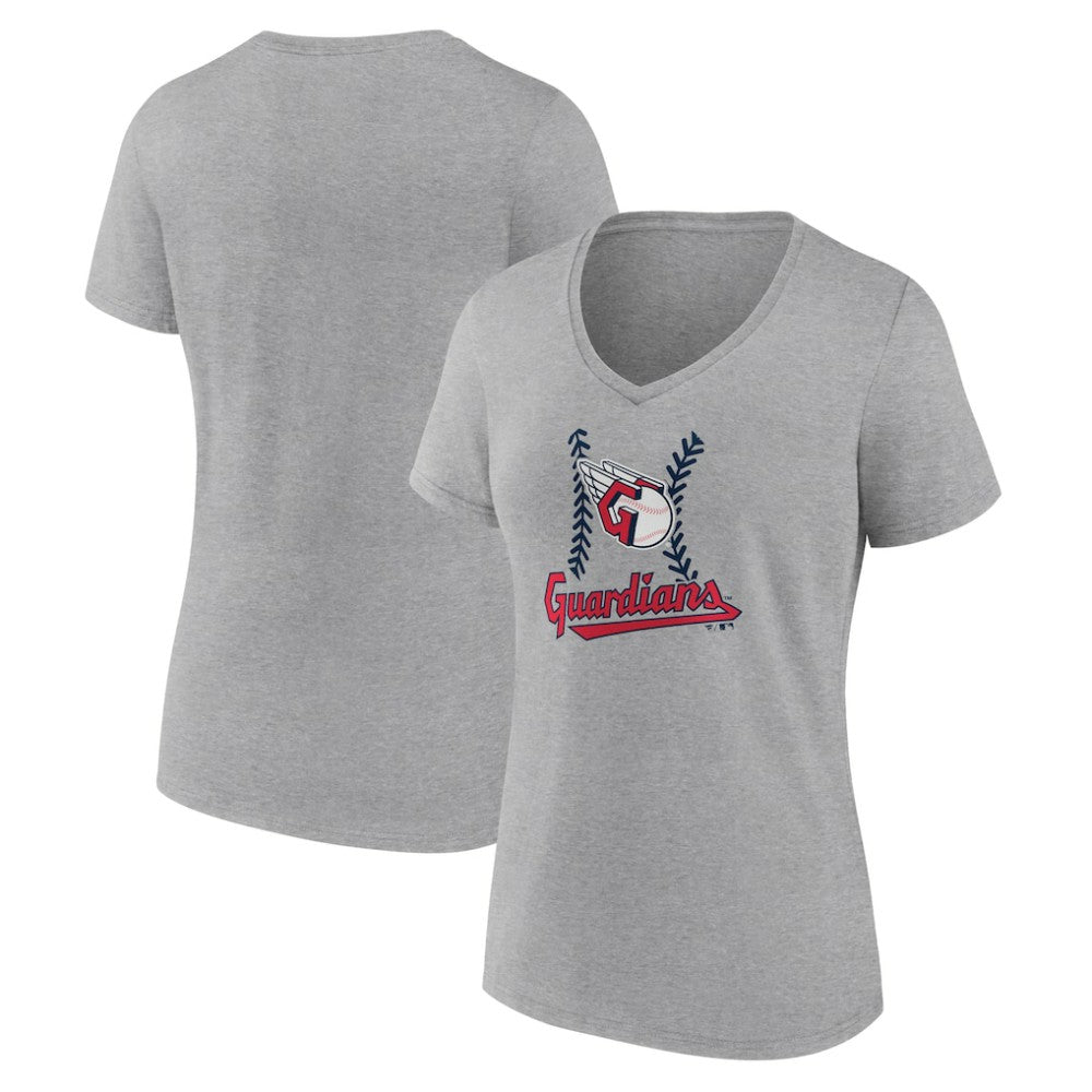Cleveland Guardians Women's Fastball V-Neck T-Shirt Gray