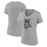 Detroit Tigers Women's Fastball V-Neck T-Shirt Gray