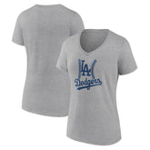 Los Angeles Dodgers Women's Fastball V-Neck T-Shirt Gray