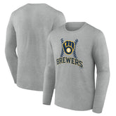 Milwaukee Brewers Fastball Long Sleeve T-Shirt Gray