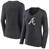 Atlanta Braves Women's Monochrome Long Sleeve V-Neck T-Shirt Charcoal