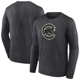 Chicago Cubs Monochrome Long Sleeve T-Shirt Charcoal