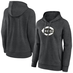 Cincinnati Reds Women's Monochrome Pullover Hoodie Charcoal