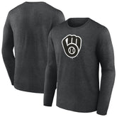 Milwaukee Brewers Monochrome Long Sleeve T-Shirt Charcoal