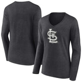 St. Louis Cardinals Women's Monochrome Long Sleeve V-Neck T-Shirt Charcoal