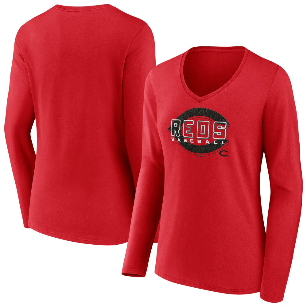 Cincinnati Reds Women's Stellar Long Sleeve V-Neck T-Shirt Red