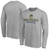 Milwaukee Brewers Evanston Stencil Long Sleeve T-Shirt Gray