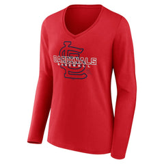 St. Louis Cardinals Women's Stellar Long Sleeve V-Neck T-Shirt Red