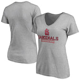 St. Louis Cardinals Women's Evanston Stencil V-Neck T-Shirt Gray