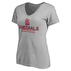 St. Louis Cardinals Women's Evanston Stencil V-Neck T-Shirt Gray