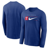 Texas Rangers Local Logo Swoosh Lockup Long Sleeve T-Shirt Royal