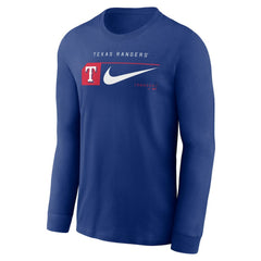 Texas Rangers Local Logo Swoosh Lockup Long Sleeve T-Shirt Royal