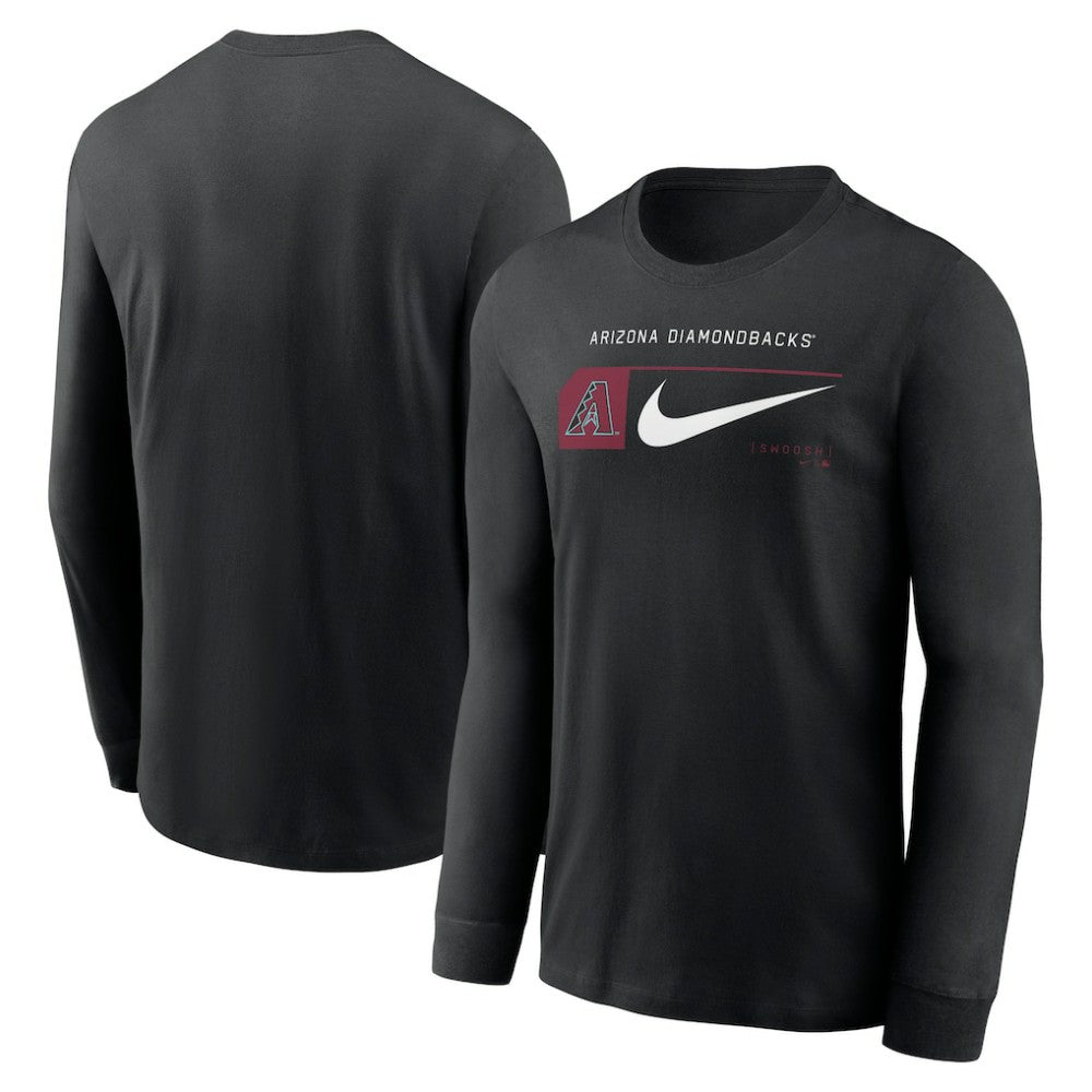 Arizona Diamondbacks Local Logo Swoosh Lockup Long Sleeve T-Shirt Black