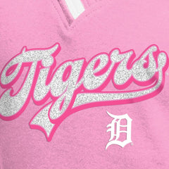 Detroit Tigers Girls Youth Mommy & Me Raglan V-Neck T-Shirt Pink