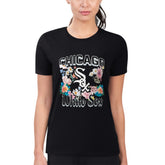 Chicago White Sox G-III 4Her by Carl Banks Women's Super-Slim Fit Lightweight Flowers Graphic T-Shirt Black
