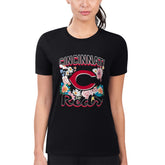 Cincinnati Reds G-III 4Her by Carl Banks Women's Super-Slim Fit Lightweight Flowers Graphic T-Shirt Black